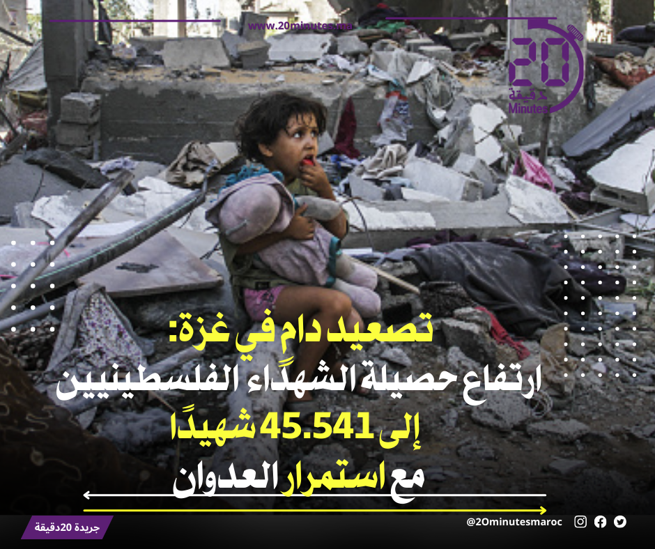 ارتفاع حصيلة الشهداء الفلسطينيين الى 45.541 شهيدا